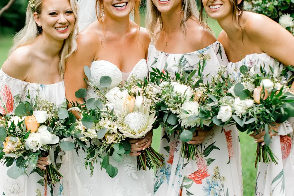 Bridesmaids with florals