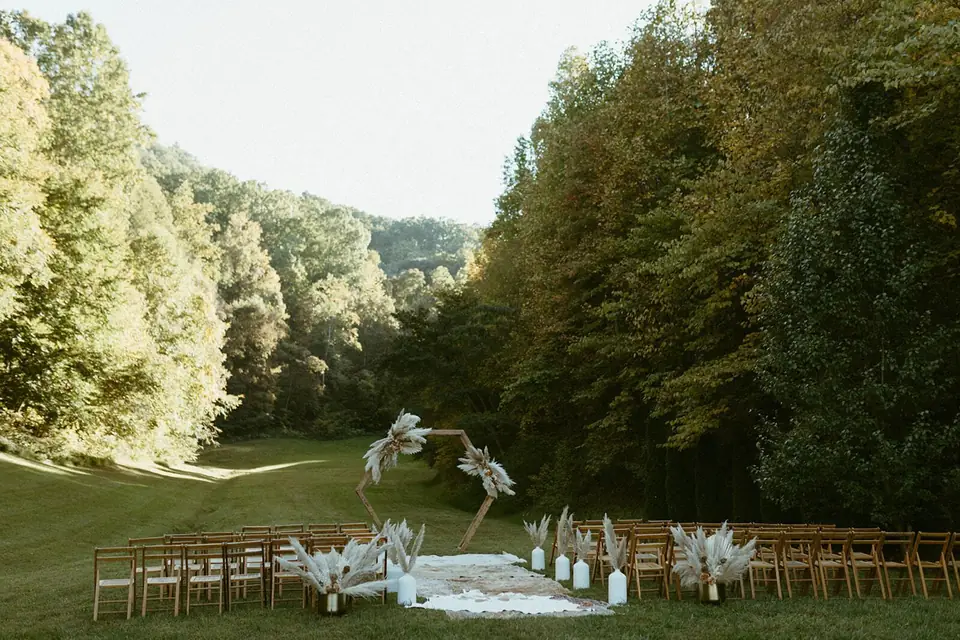 A ceremony in the wooded cove