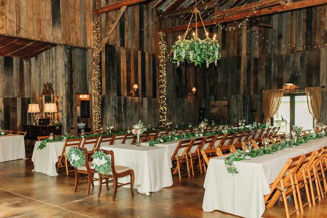 The barn, set for a reception